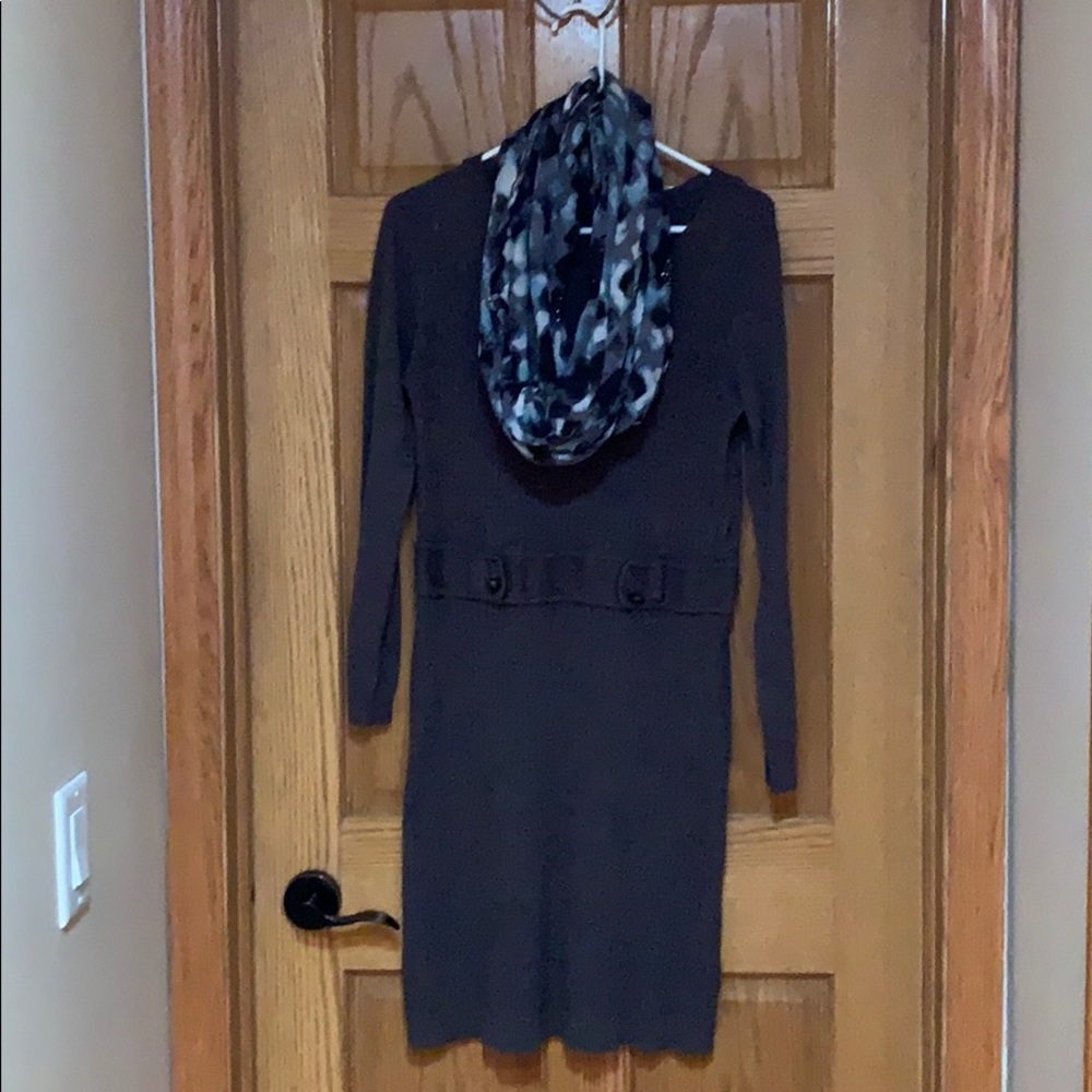 Sweater dress and scarf!